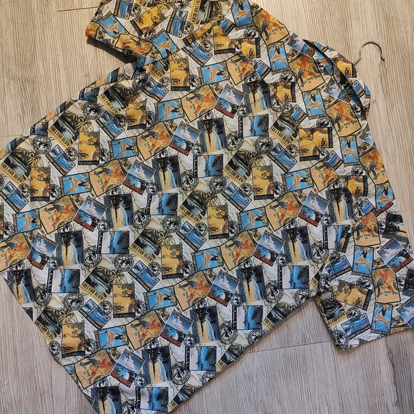 Margaritaville Travel Postcard Print Casual Button Up Shirt Medium NWOT Medium - Picture 4 of 9